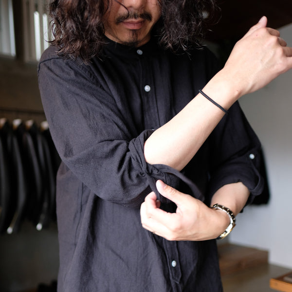 MASSTARD - L/S CREPE LONG SHIRT - BLACK