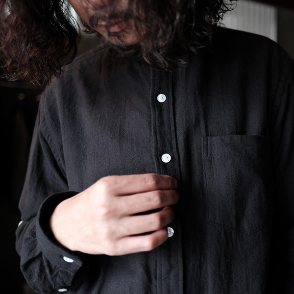 MASSTARD - L/S CREPE LONG SHIRT - BLACK