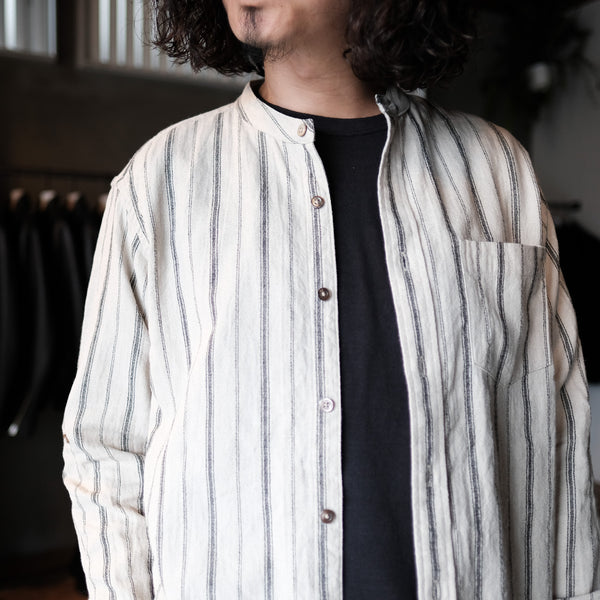 MASSTARD - L/S CREPE LONG SHIRT - RANDOM STRIPE