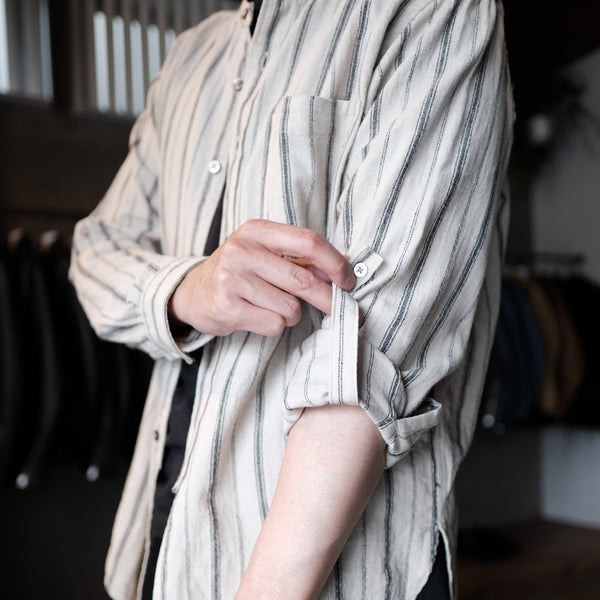 MASSTARD - L/S CREPE LONG SHIRT - RANDOM STRIPE