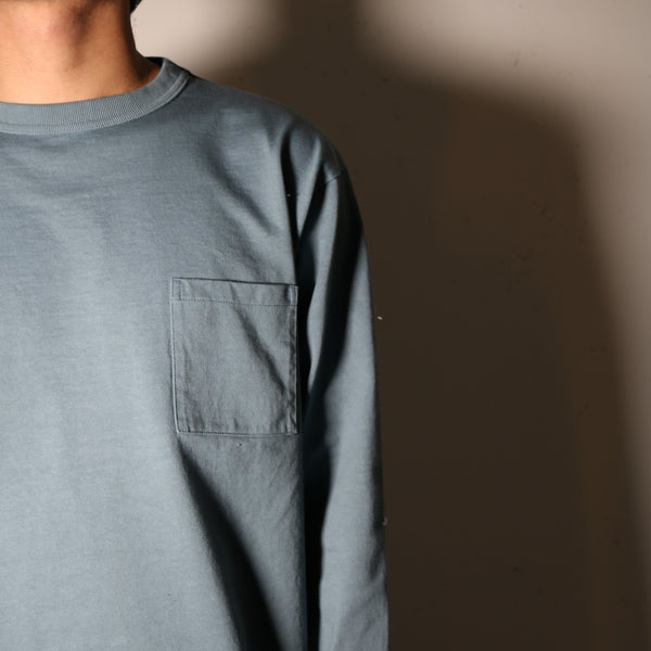 MASSTARD -L/S POCKET TEE- F.BLUE