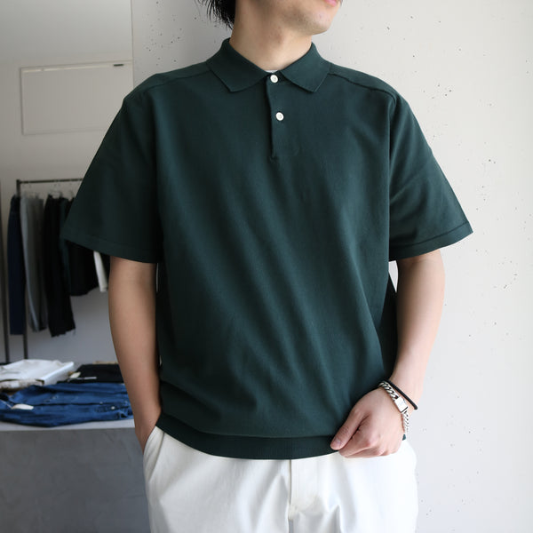 nonnative - DWELLER S/S POLO SWEATER C/P YARN - GREEN