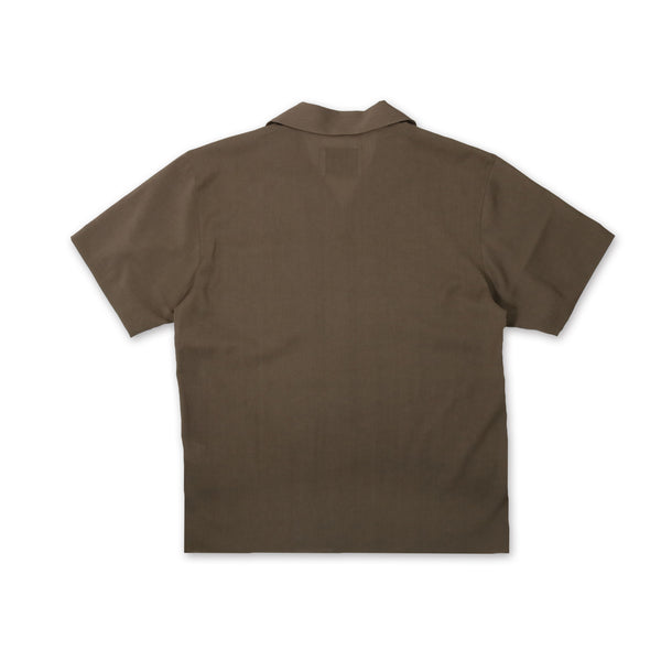 MASSTARD - S/S WOVEN OPEN COLLAR SHIRT - KHAKI