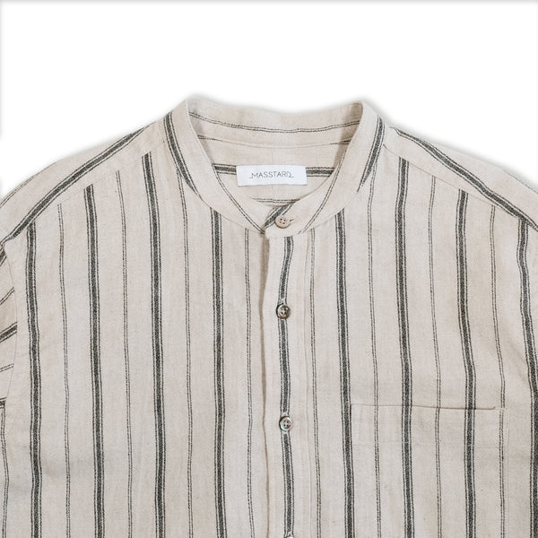 MASSTARD - L/S CREPE LONG SHIRT - RANDOM STRIPE