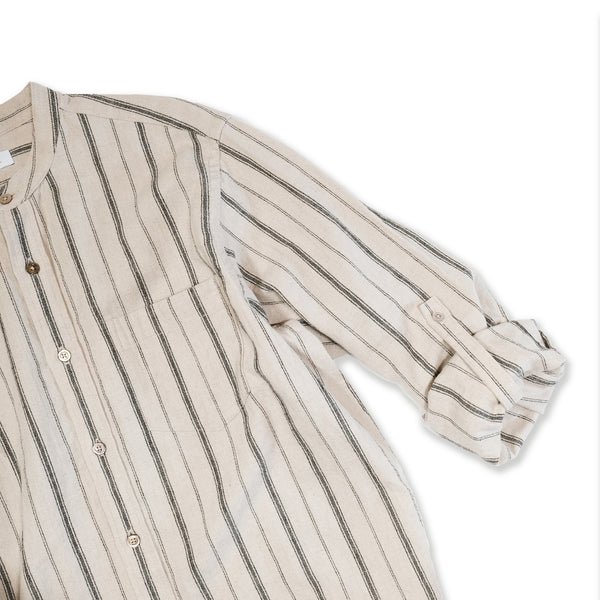 MASSTARD - L/S CREPE LONG SHIRT - RANDOM STRIPE