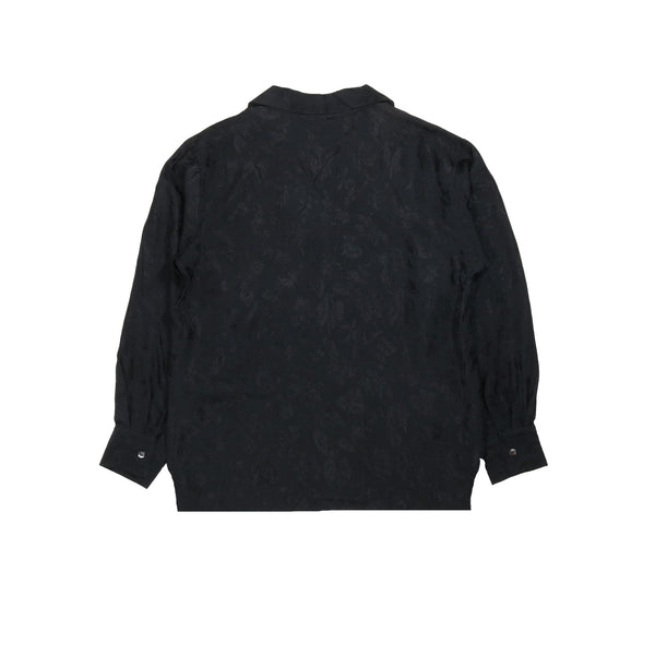 MASSTARD - L/S JACQUARD OPEN COLLAR SHIRT - BLACK