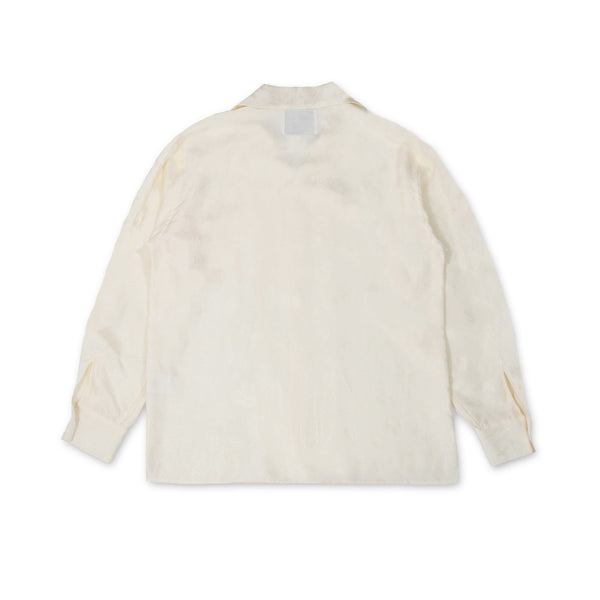 MASSTARD - L/S JACQUARD OPEN COLLAR SHIRT - IVORY