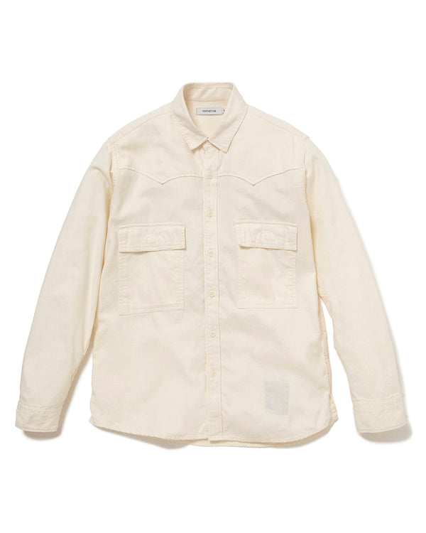 nonnative - EXPLORER SHIRT COTTON SILK NEP TWILL -OFF WHITE