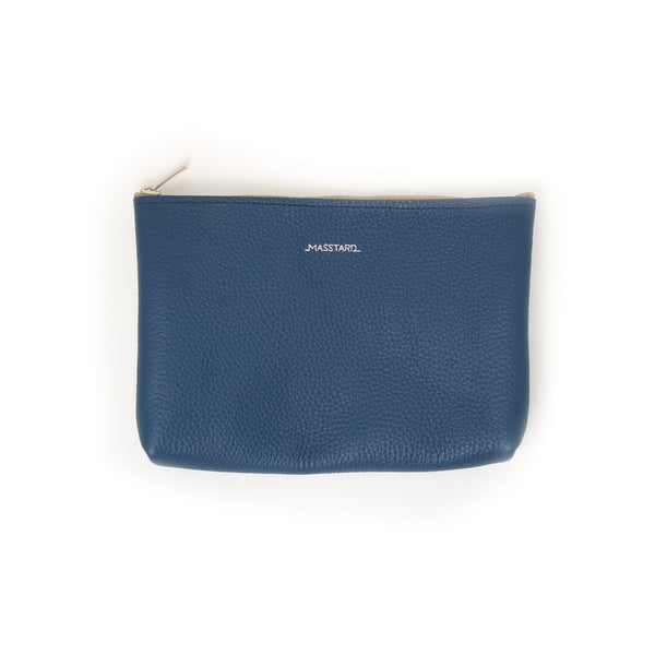 MASSTARD -MINIMAL LEATHER POUCH (Medium)- NAVY