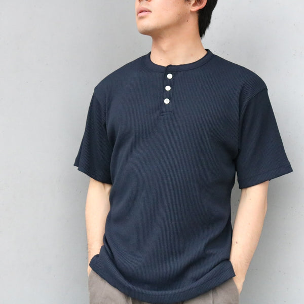 MASSTARD -S/S HENLEY TEE- NAVY