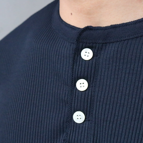 MASSTARD -S/S HENLEY TEE- NAVY