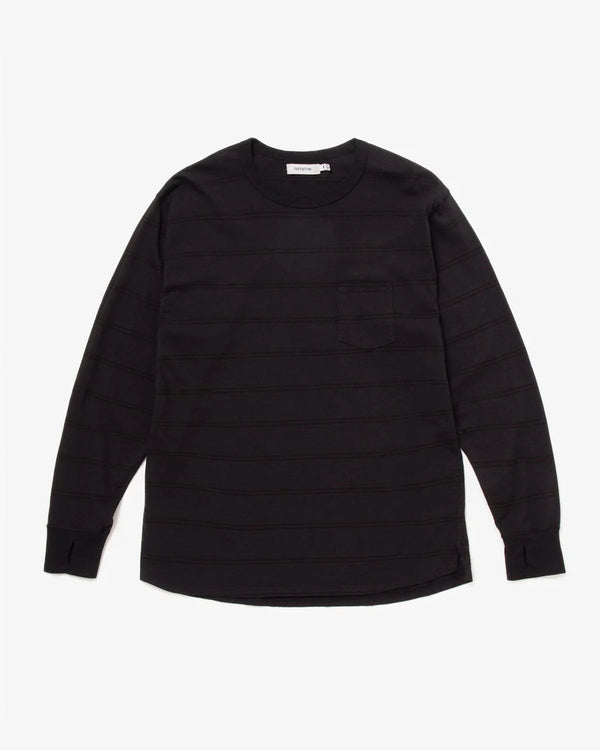 nonnative - DWELLER L/S TEE COTTON JERSEY BORDER -BLACK