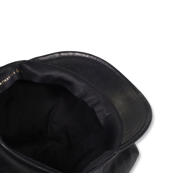 SOLARIS HATMAKERS & Co. -HORSEHIDE CASQUETTE DEEP"OLDBOY"- BLACK