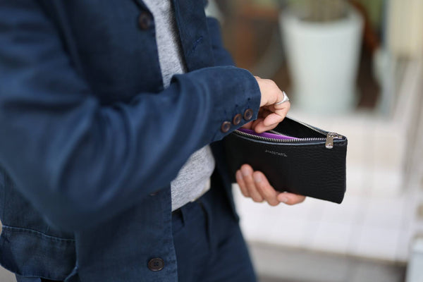 MASSTARD -MINIMAL LEATHER POUCH (Small)- BLACK