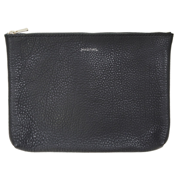 MASSTARD -MINIMAL LEATHER POUCH (Large)- BLACK